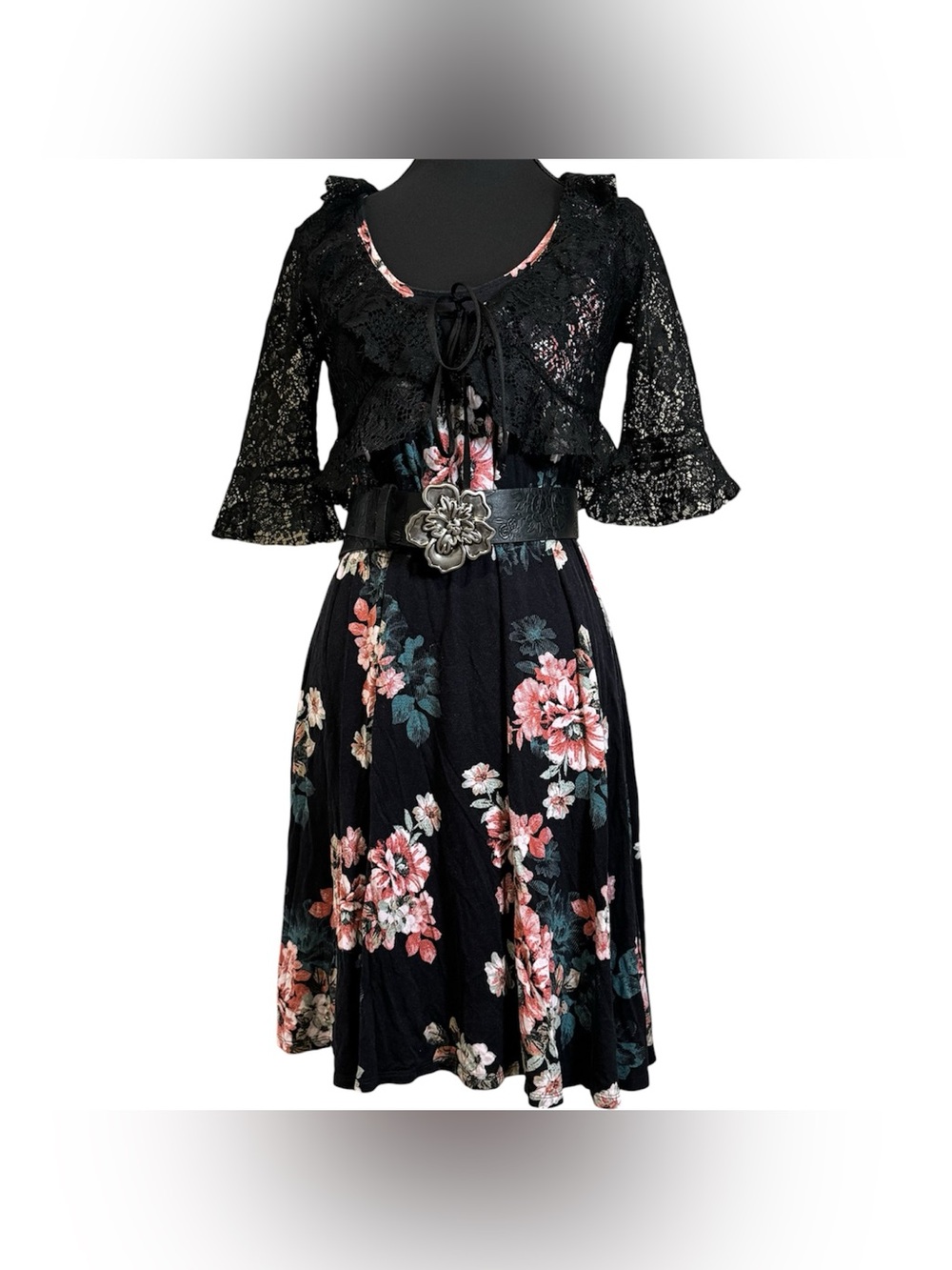24/7 Maurices Dark Blue strappy back casual floral dress